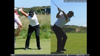 Jon Rahm golf swing  Long Iron faceon amp downtheline July 2017 [upl. by Alleroif]