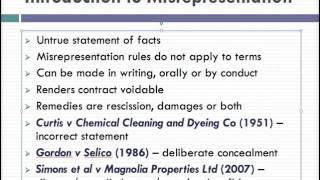 Misrepresentation Lecture 1 of 4 [upl. by Ecirad80]